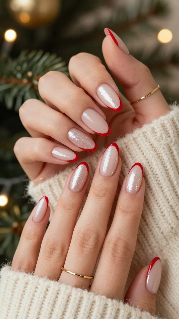 Glazed Donut Candy Cane French Tips