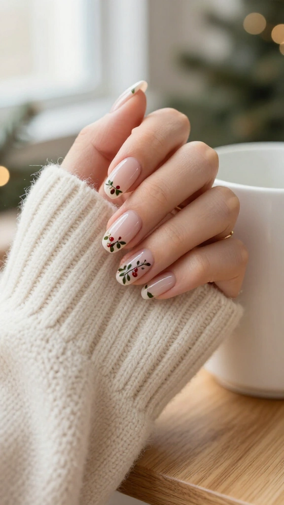 Mistletoe garland French tips