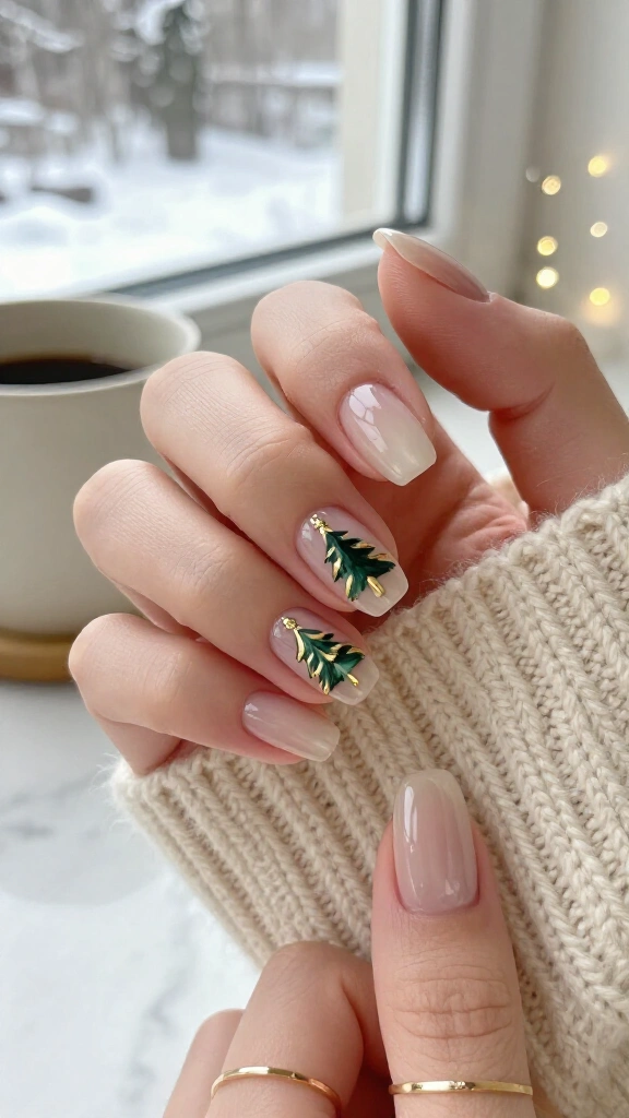 Nude negative space Christmas trees