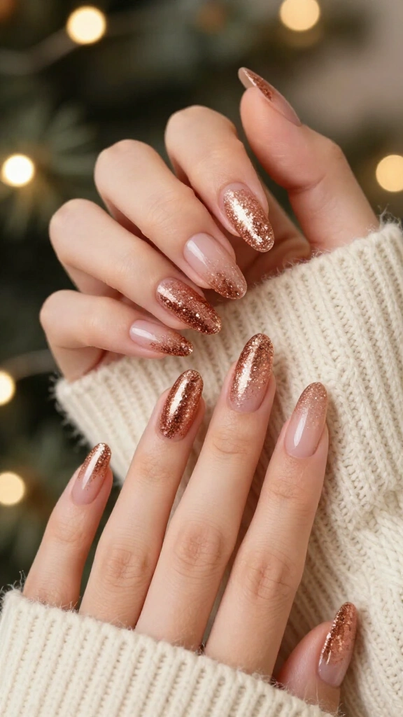 Rose Gold Glitter Ombré Fade