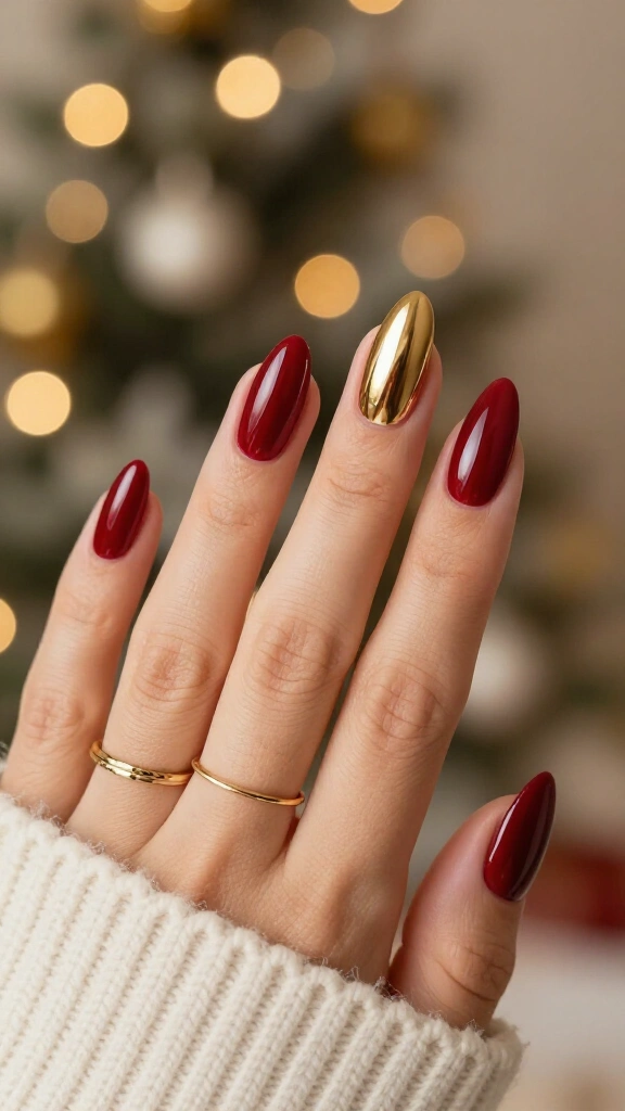 Golden Chrome Accent & Soft Cranberry