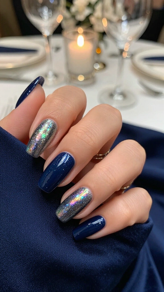 Midnight Navy with Silver Holographic Dust