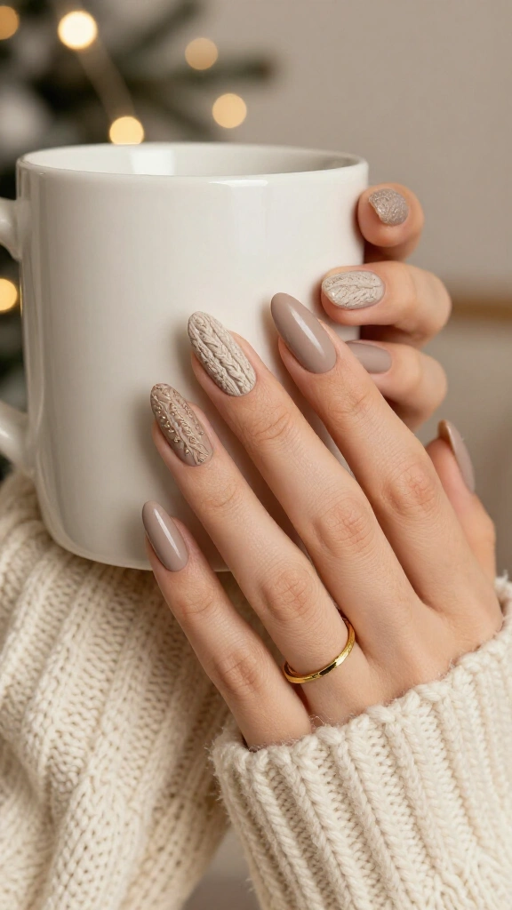 Cable Knit Texture on Warm Taupe