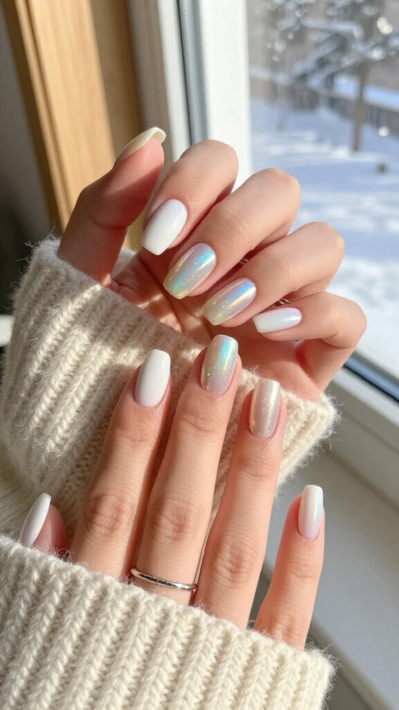Opal Iridescence on Pure White