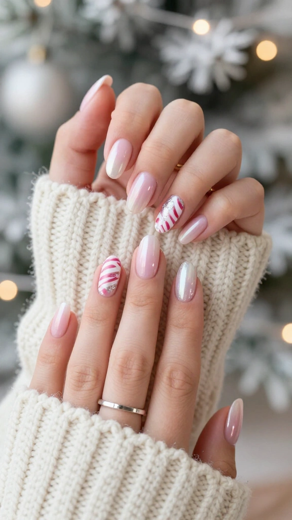 Glazed baby pink chrome candy canes
