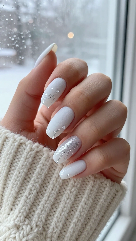 Frosted Matte Tips with Glossy Glitter Drips
