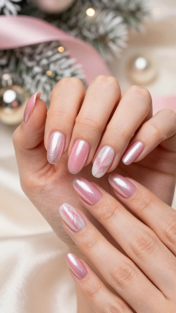 Rose quartz sparkle with velvet accents