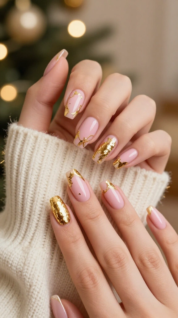 Pastel pink and gold foil ribbons