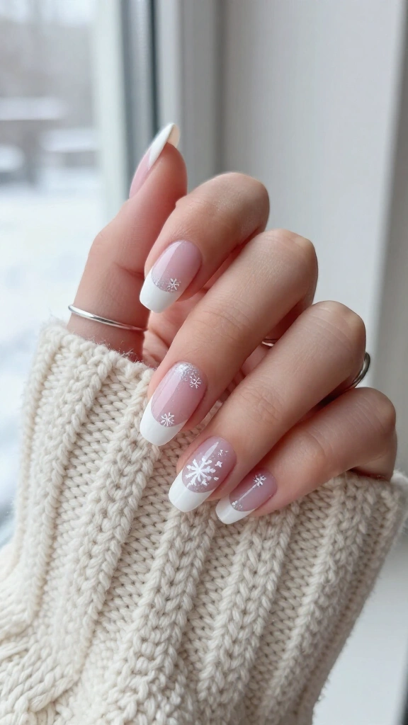 Winter Snowflake French Fade