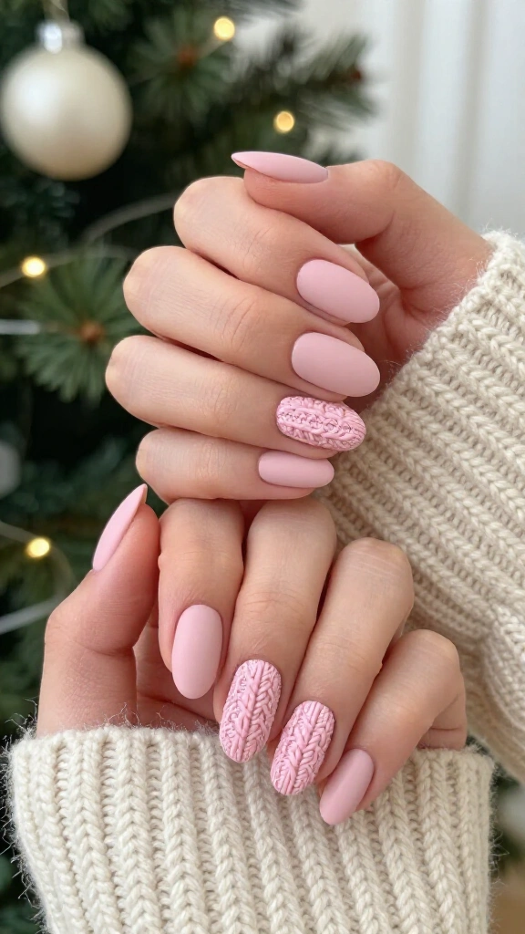 Soft blush sweater knit texture