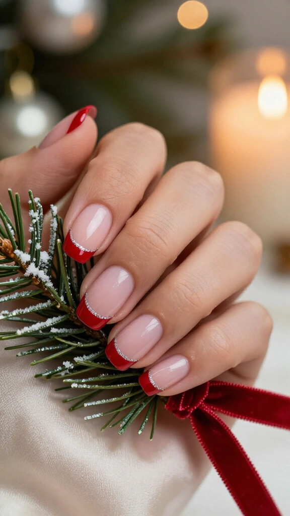 High-gloss cherry red French tips