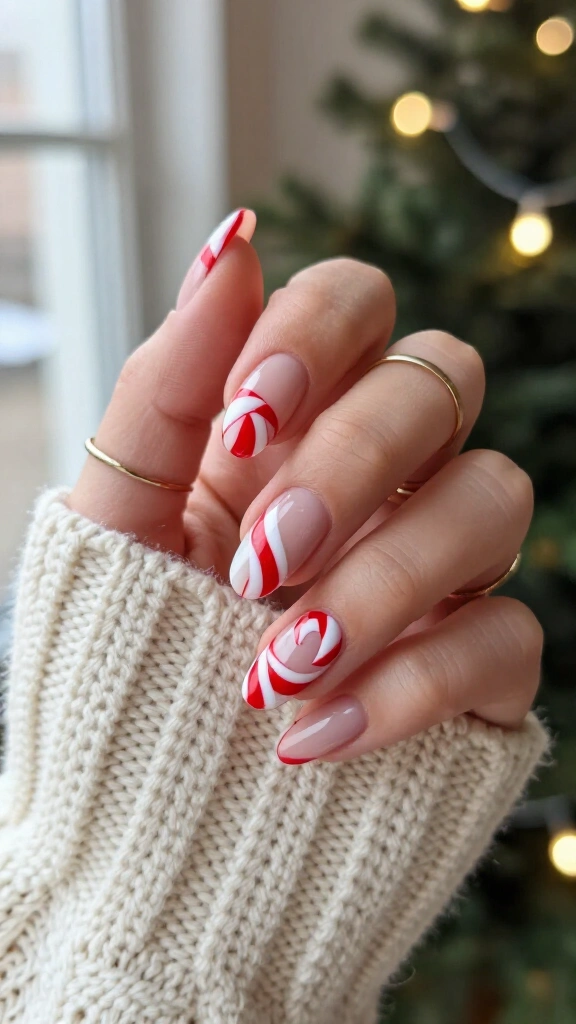 Candy cane ribbon swirls