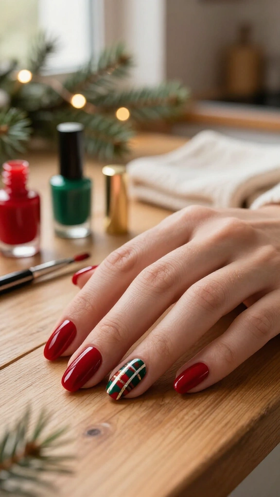 Tartan plaid statement nails
