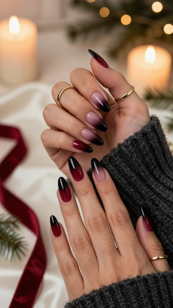 Deep burgundy ombré fade