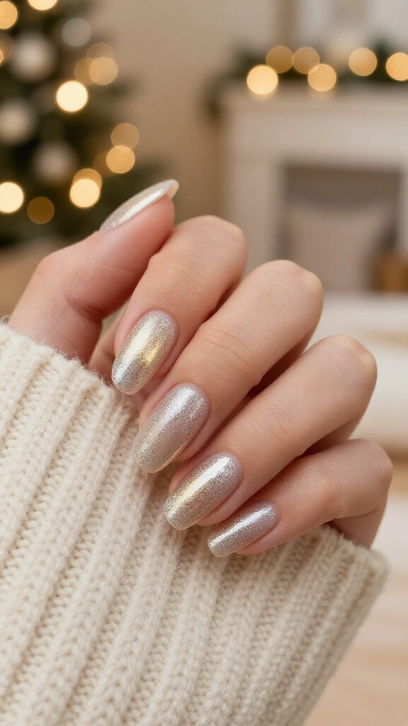 Soft frosted champagne shimmer