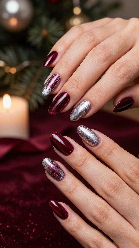 Frosted burgundy velvet shimmer