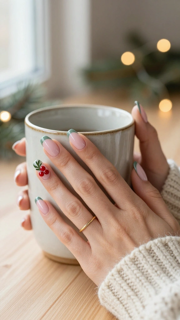 Minimalist Mistletoe French Tips