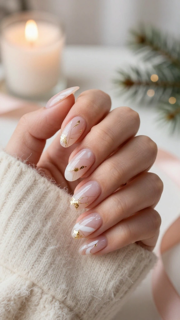 Rose Quartz Marbling with Gold Foil