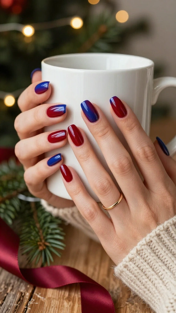 Classic glossy red Christmas nails