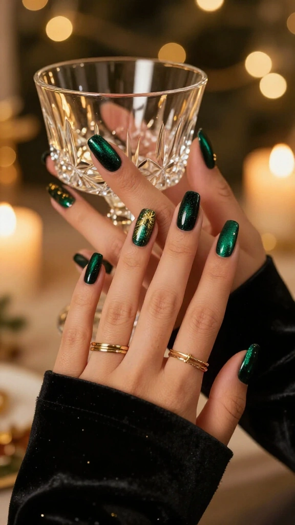 Velvet emerald green cat-eye