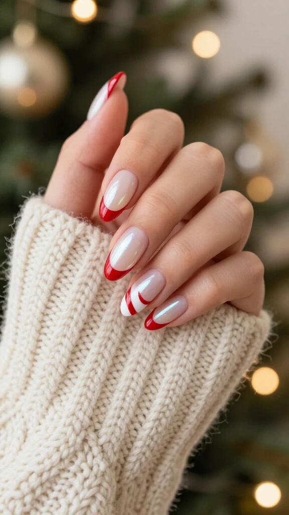 Glazed candy cane chrome tips