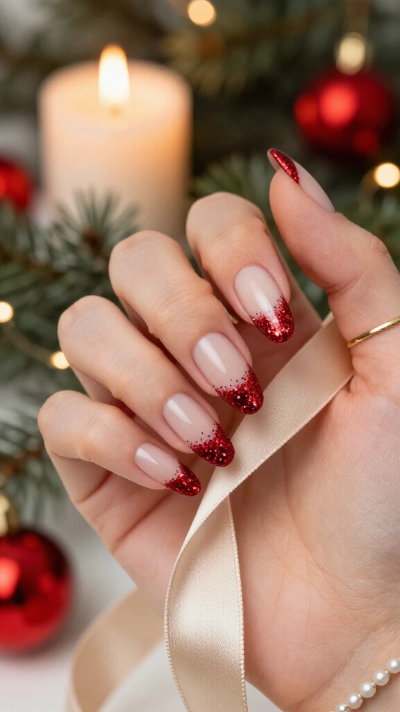 Ruby red glitter ombré
