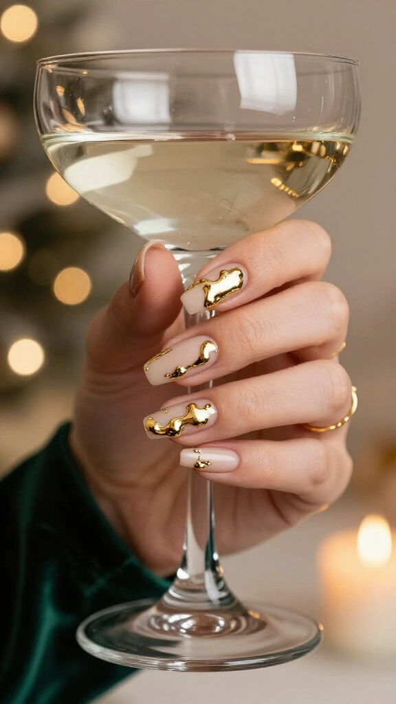 Molten champagne gold drips