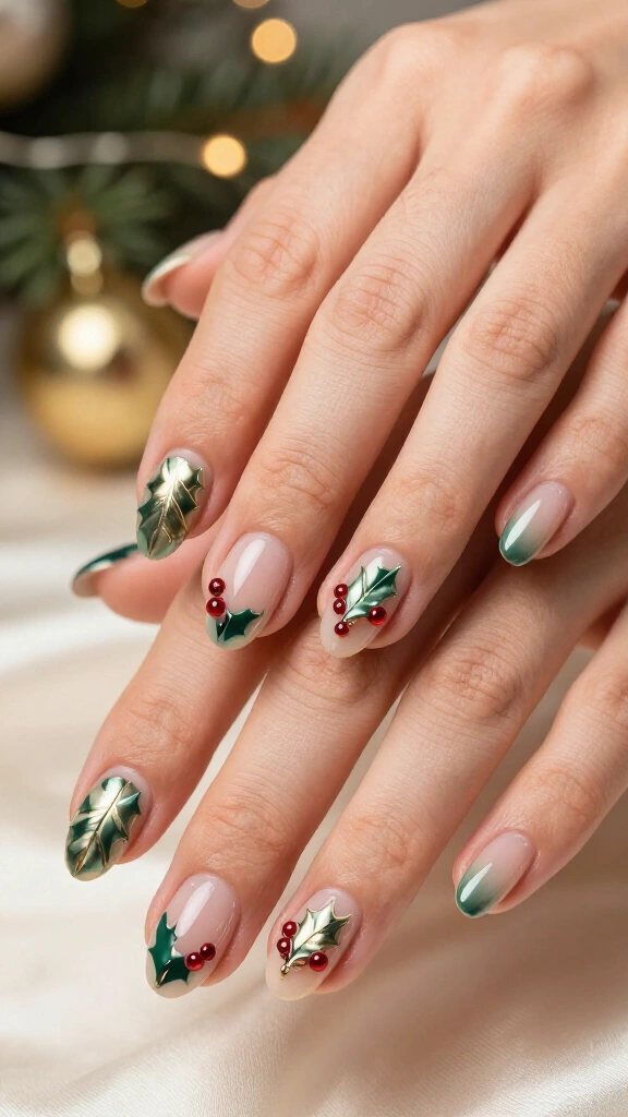 Negative-space metallic holly