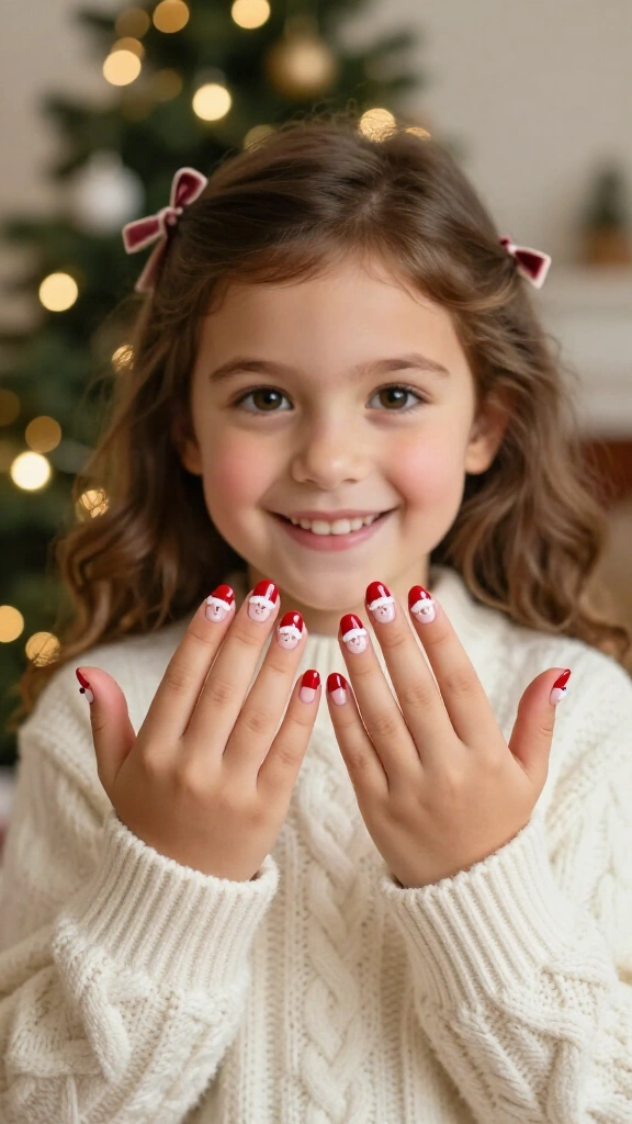 Smiley Santa hat nails