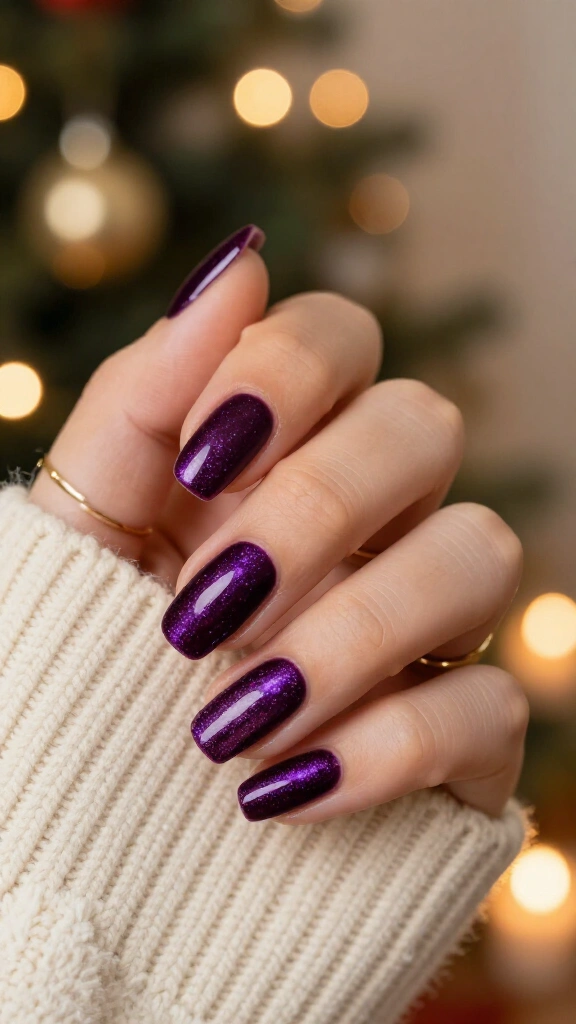 Deep Plum Velvet Cat-Eye Nails