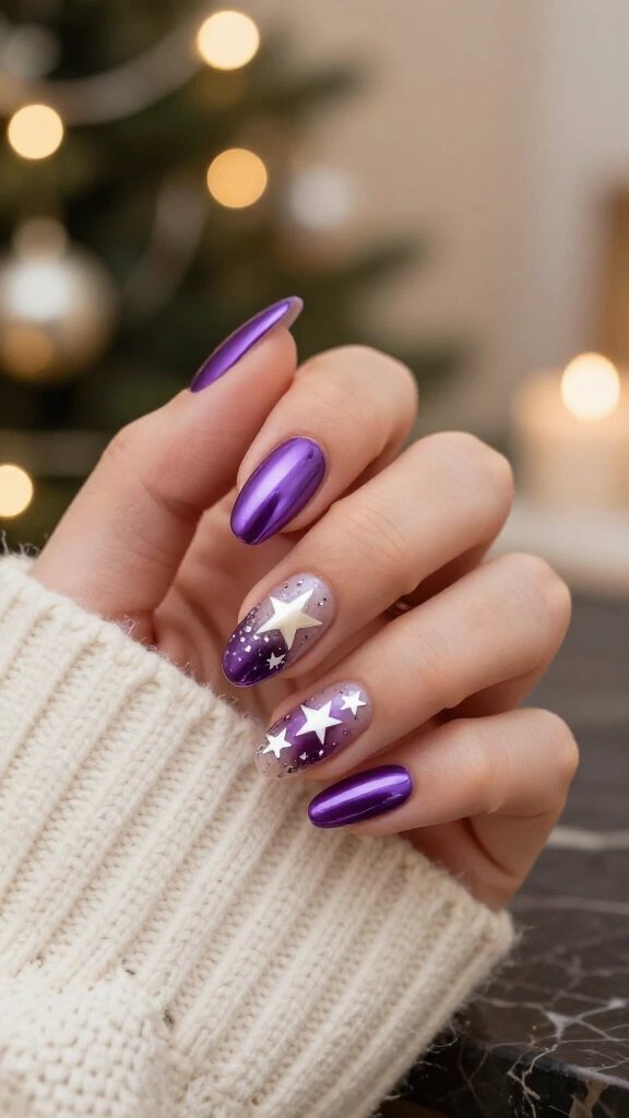 Amethyst Chrome with Silver Stars
