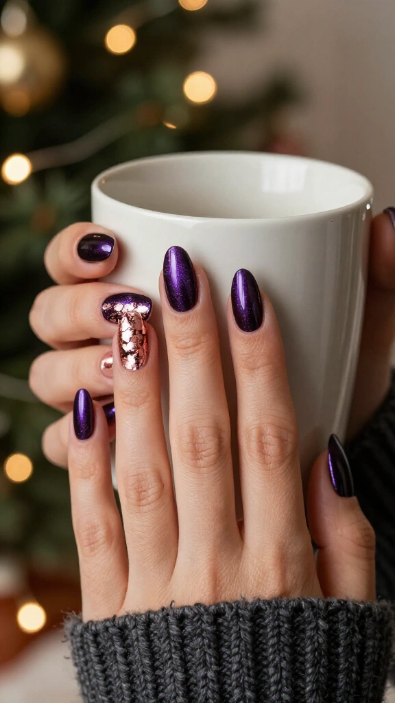 Metallic Eggplant with Rose Gold Foil