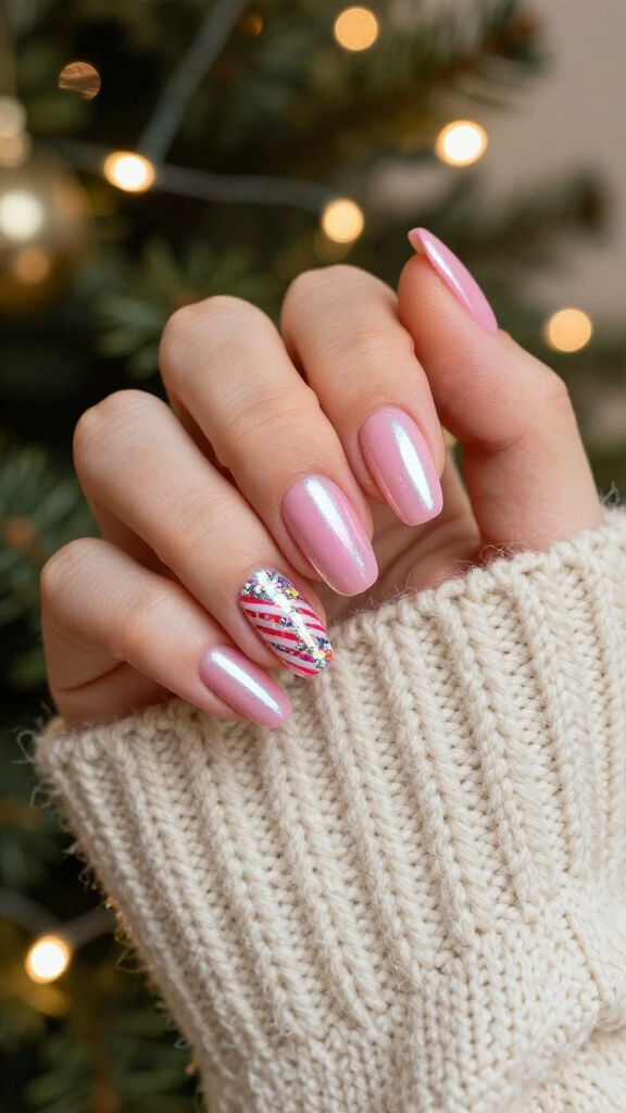 Glazed Candy Cane Pink with Holographic Flakes