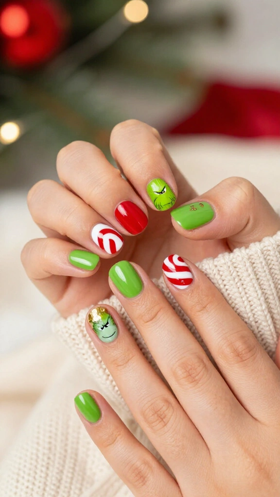 Grinch-inspired green nails