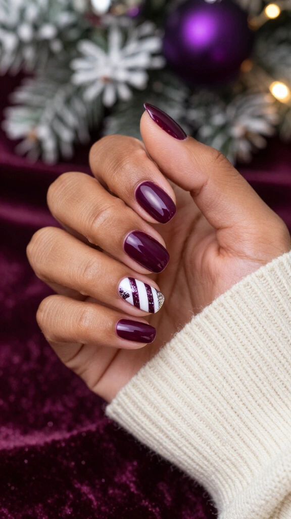 Glossy Mulberry with Candy Cane Stripes