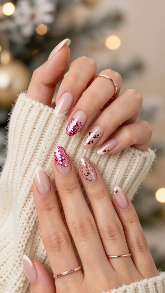 Sparkling Bubblegum French Tips