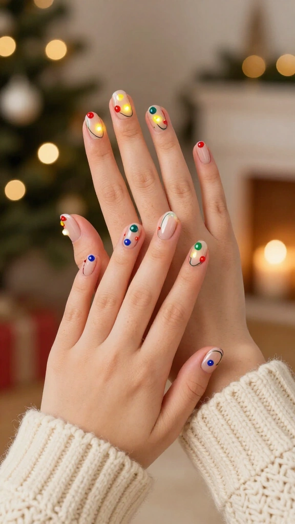 Christmas lights string nails