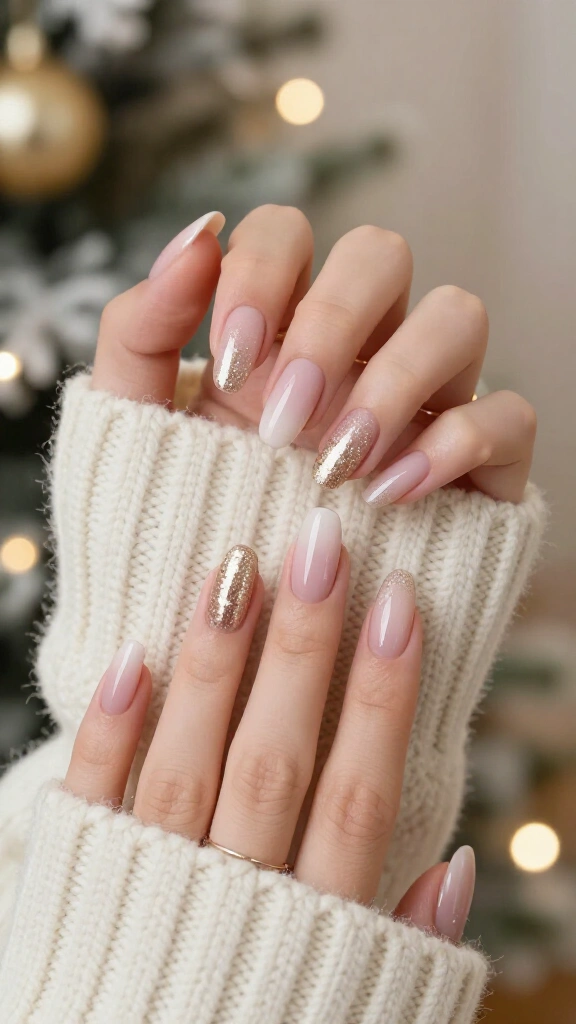 Ombré Champagne & Pastel Pink Micro-Glitter
