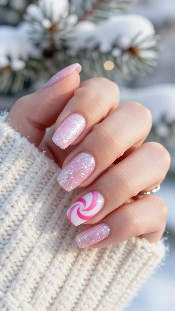 Frosted Peppermint Glitter Accents