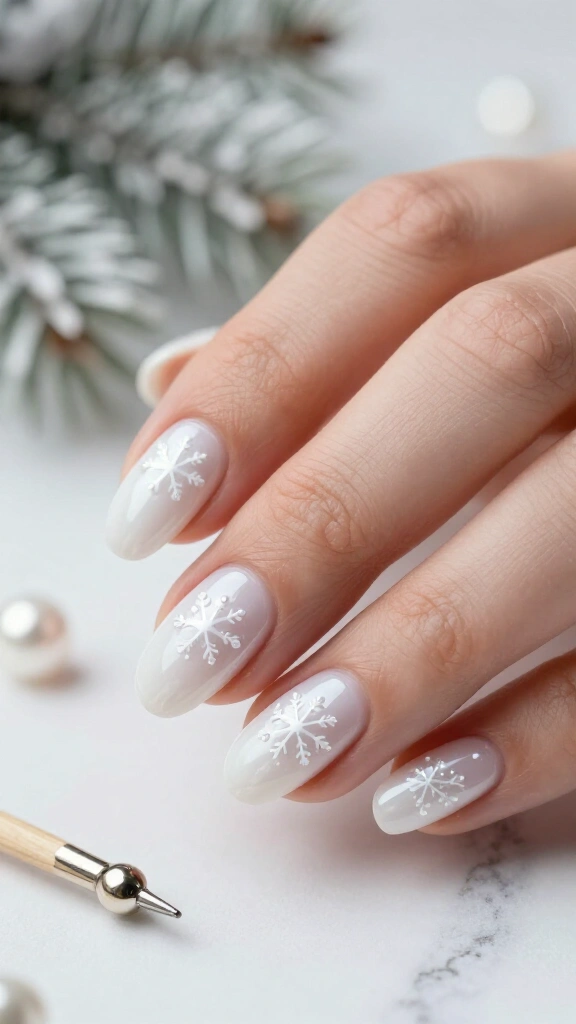 Minimalist dot-work snowflake accents