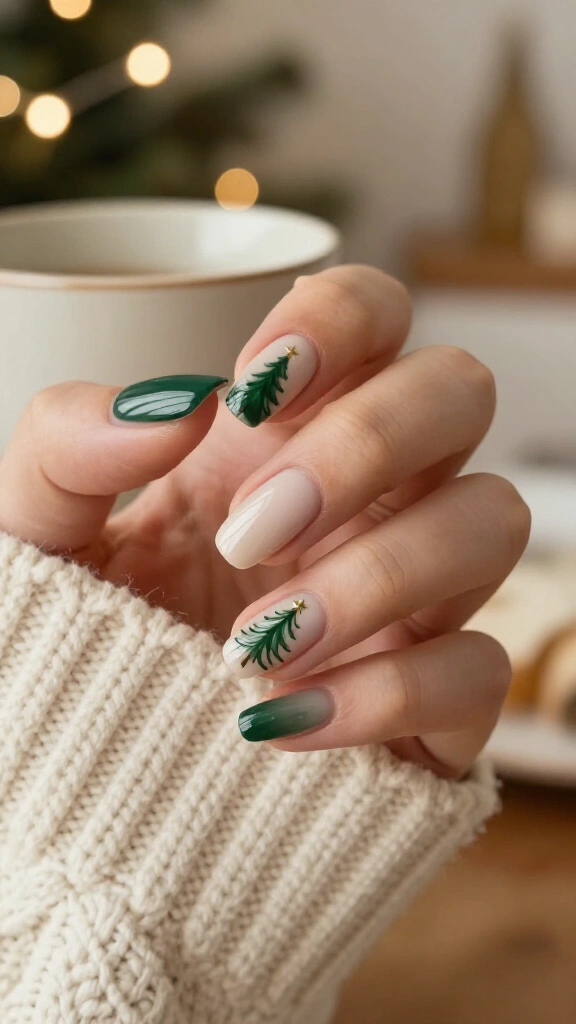 Classic Evergreen Christmas Tree Nails