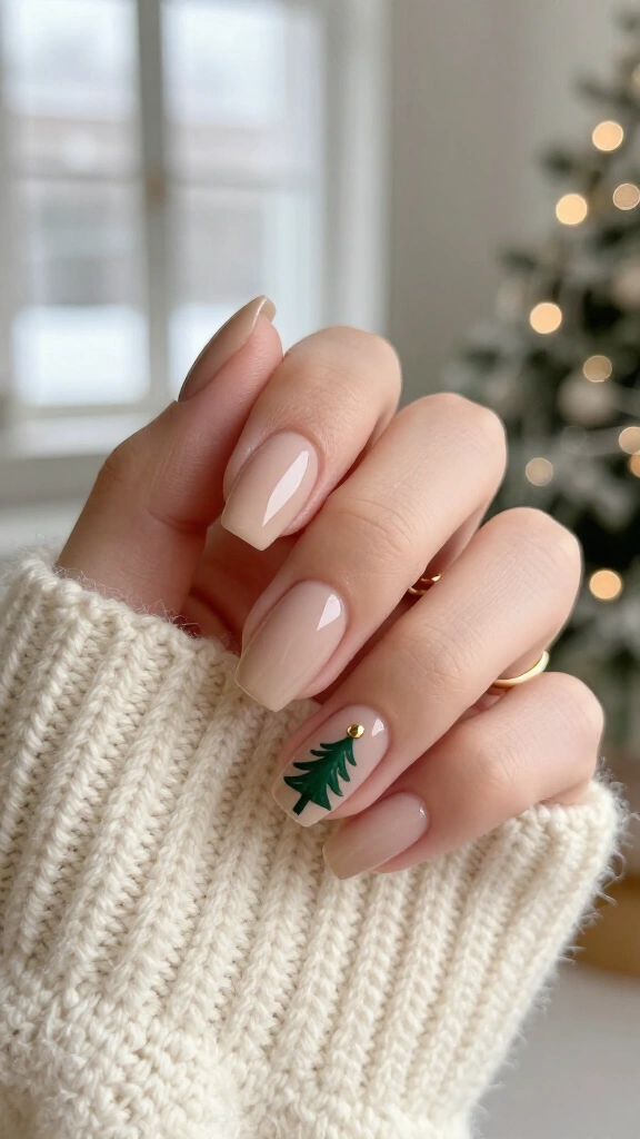 Minimalist Single Tree Accent Nails