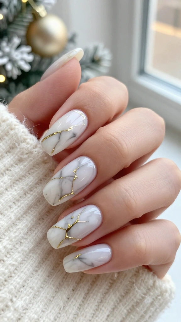 White marble with gilded gold veins