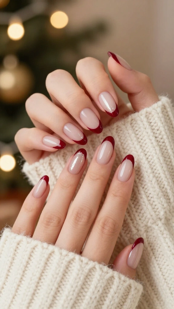 Glazed Cranberry Red French Tips