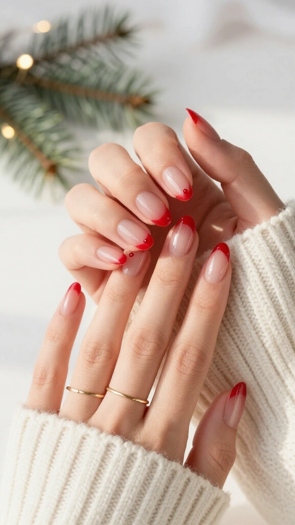 Ruby Red Micro-Dots on Bare Nails