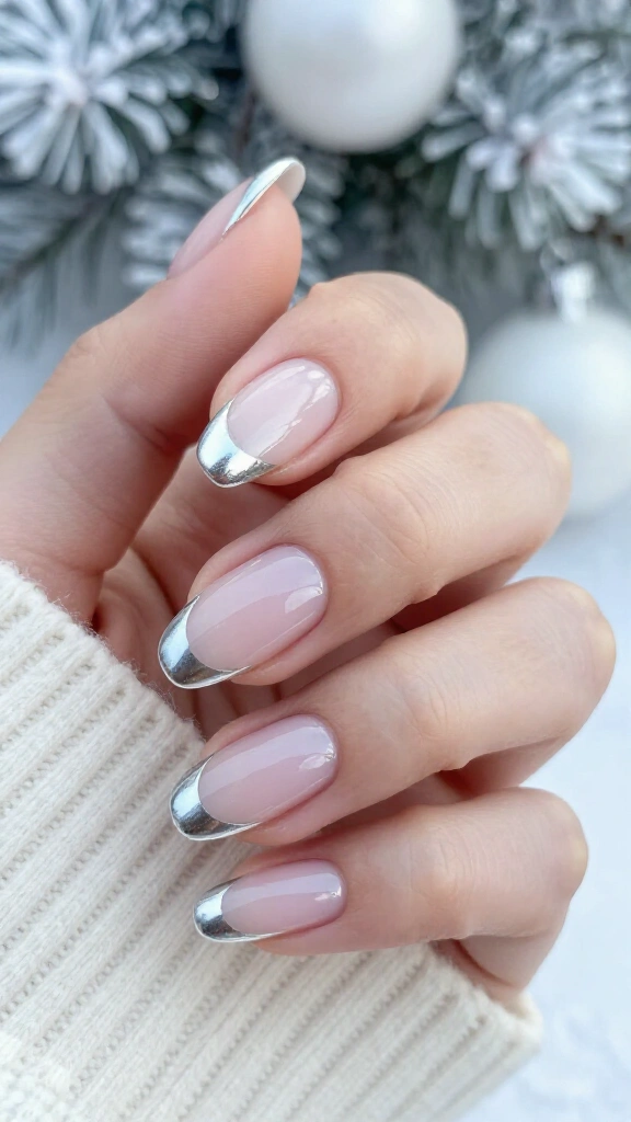 Icy Silver Dipped Tips