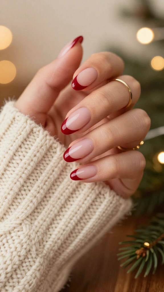 Rich ruby French tips