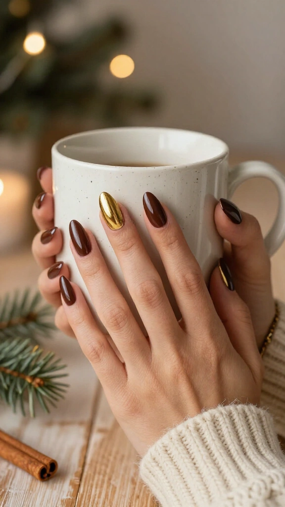 Deep Espresso and Gold Half-Moons