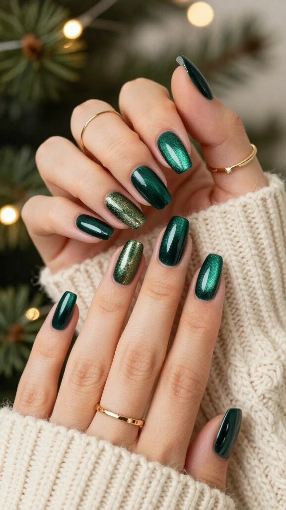 Emerald green velvet shimmer