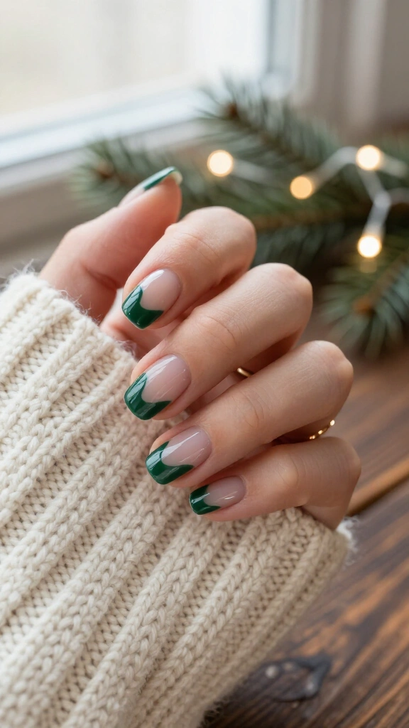Emerald Green Negative Space Waves